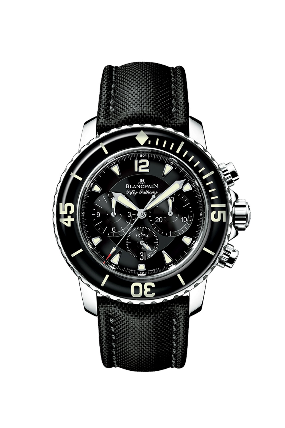 STEEL WATCH BLACK DIAL RATTRAPANTE FLYBACK